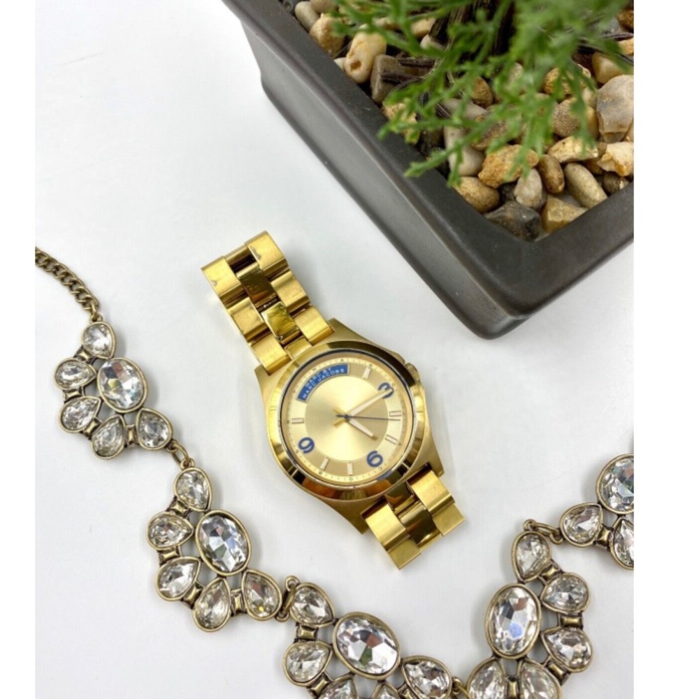 Marc by Marc Jacobs Baby Dave Blue Gold Tone Quartz Ladies Watch MBM3162